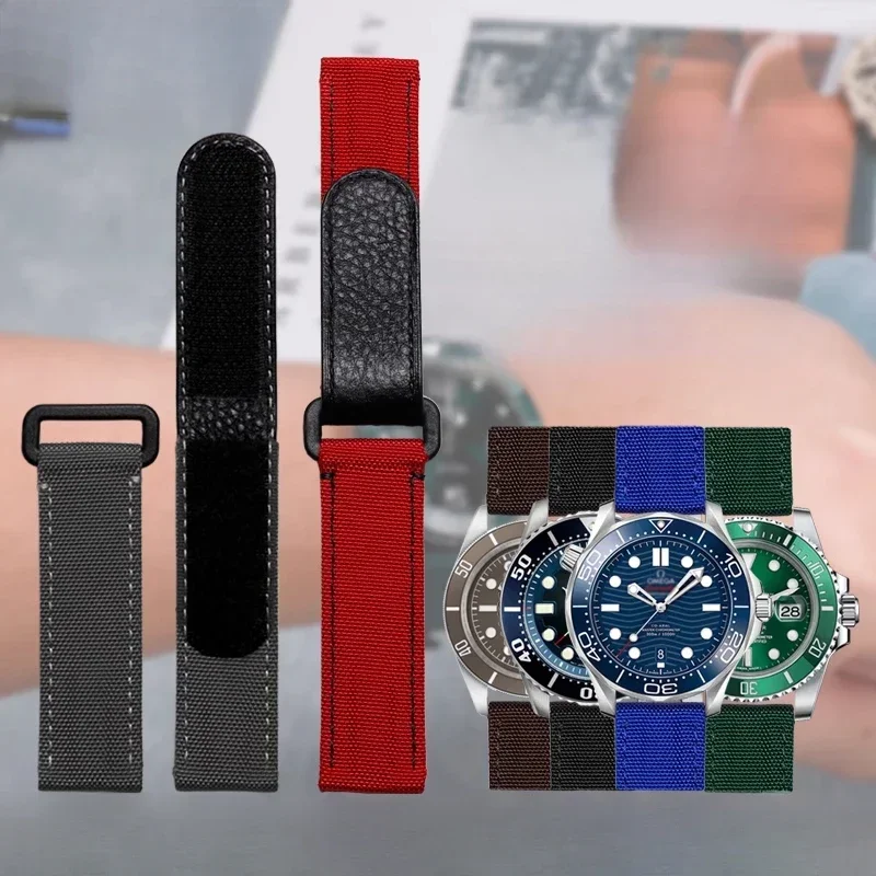 Daytona O-mega Swatch branded T-udor Bay Velcro 20mm Nylon Velcro Watchband Seiko CASIO Tis-sot  Accessories Apple