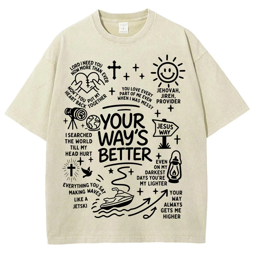 Women T Shirt Your Ways Better Letter Christian Graphic Print Summer Short Sleeve Casual Crewneck Harajuku Fashion Loose Top