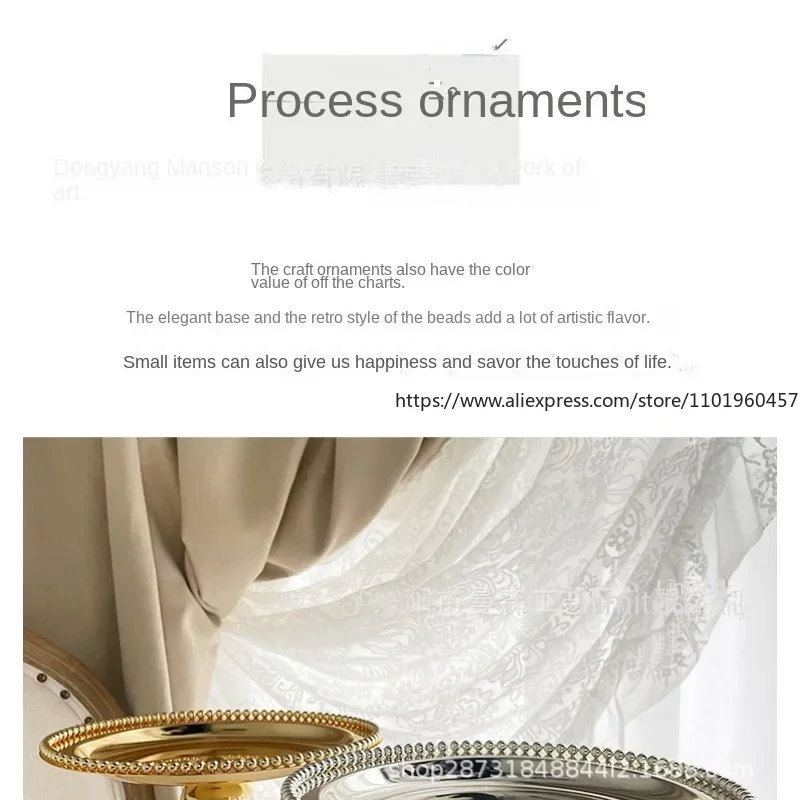 Fashion Silver Metal Cake Stand Dessert PlateS with Beads Decor Desktop Storage Tray for Wedding Decoration