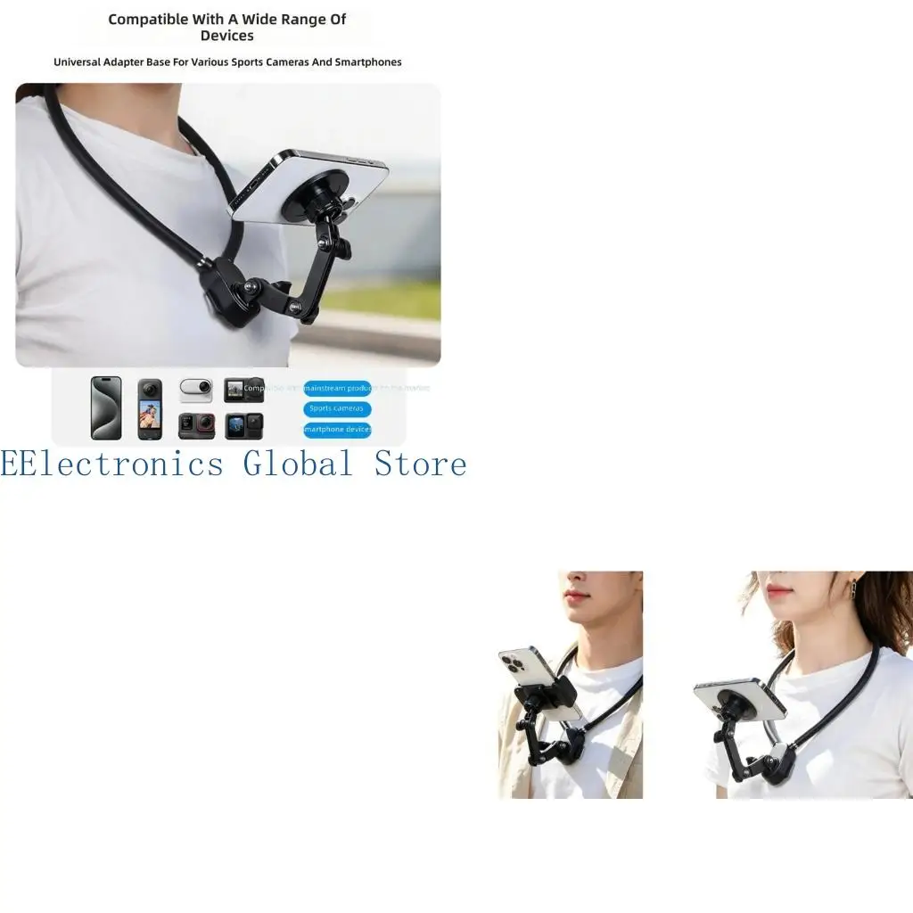 462B First-Person Video Setups Phone Neck Mount with Adjustable SmartPhone Holder 9Suction Cup for Wearable Hands-Frees