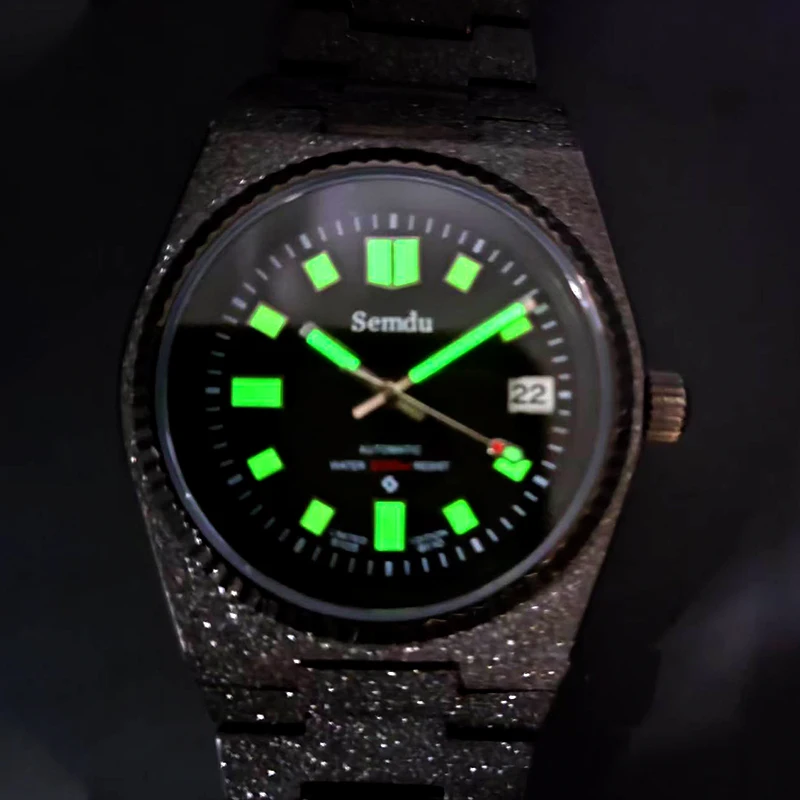 Semdu Super Player PRX Series Watch Gun Grit Nail Sand Effect With Sapphire Glass 50M Waterproof Automatic Mechanical Watch Gif
