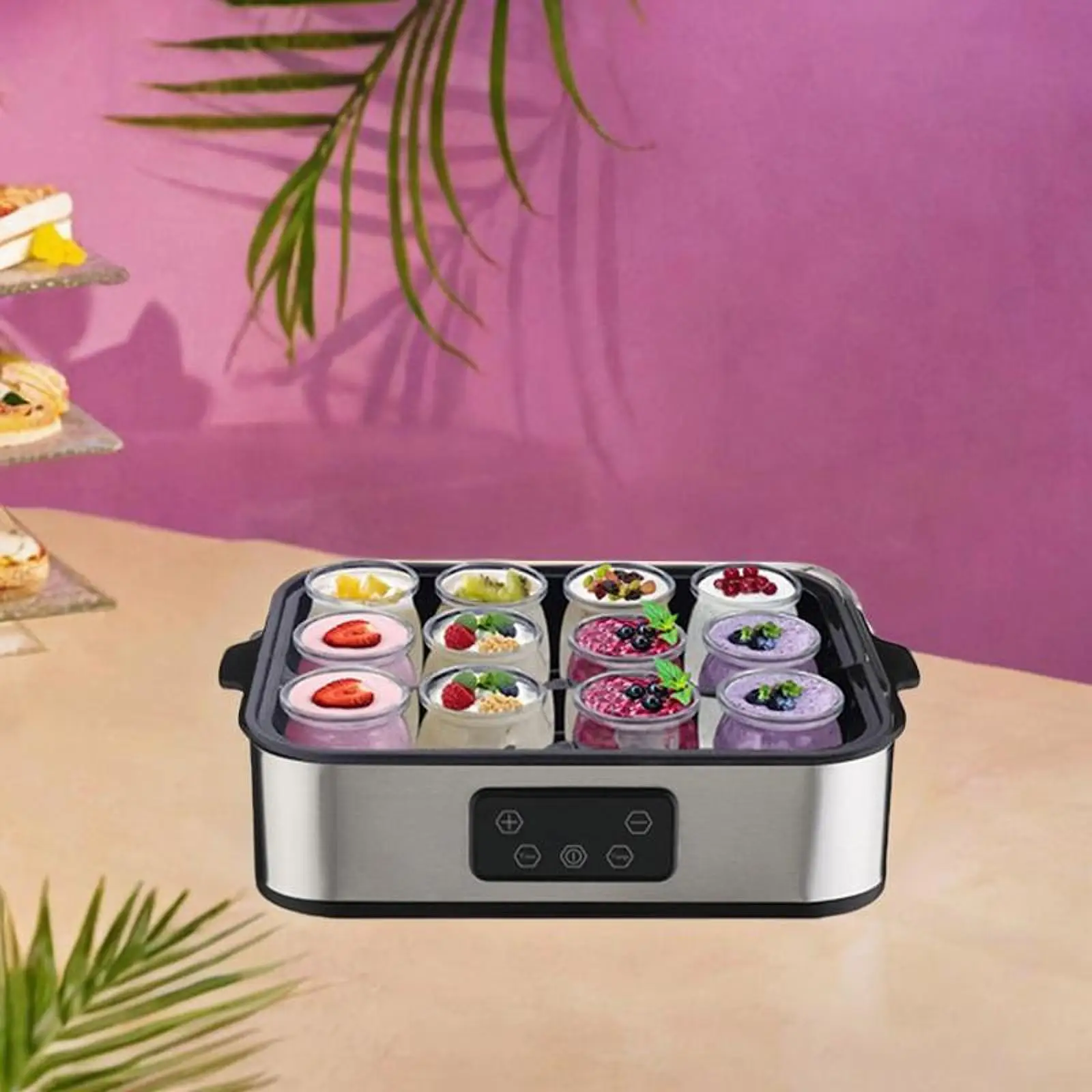 

Electric Yogurt Maker Timing Function Cheese Maker with 12 Glass Cups for Kitchen Appliance Gathering Easy Dairy Use Party Shop