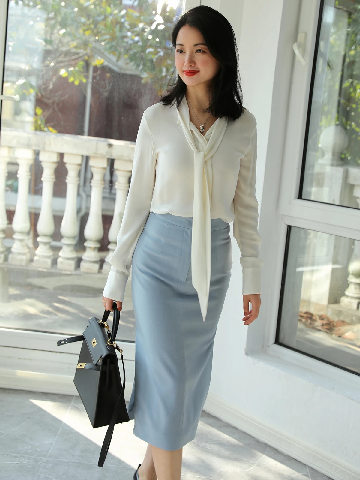 

Шелковая юбка миди из ти-ацетата, весна-лето, элегантная, высококачественная, красивая, для офиса, однотонная