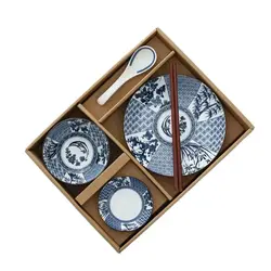 Ceramic Tableware Set with Gift Boxes, Japanese-style Ceramic Dinner Set, Dishes Bowls, Spoons and Chopsticks