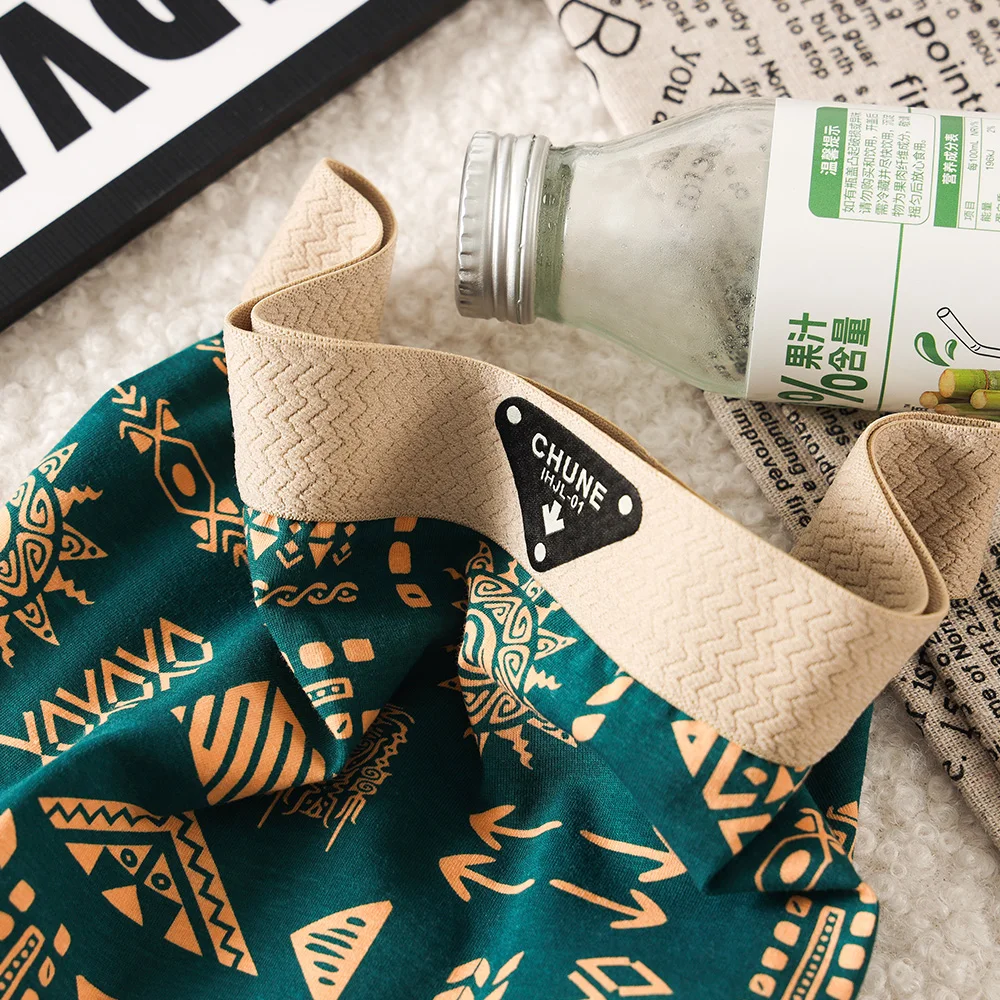 ks/balení 100% bavlněné dámské kalhotky s vintage potiskem, super měkké, hygroskopické, prodyšné, spodní prádlo s vysokým elastickým pasem - náhled 4