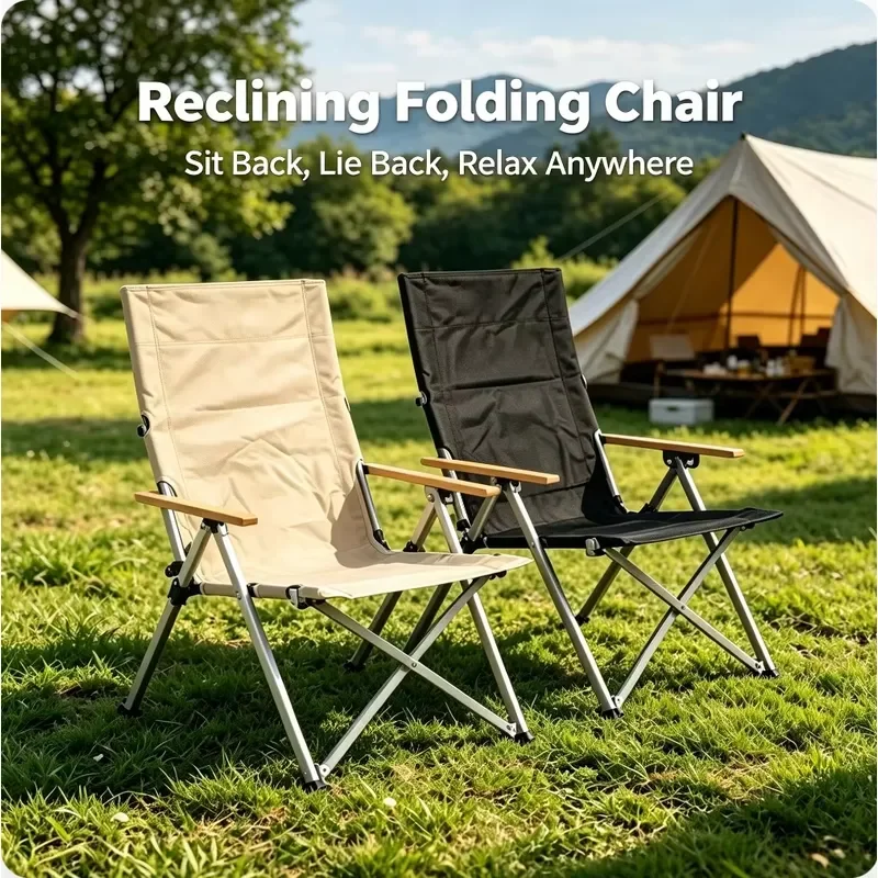 Heavy Duty Folding Camping Chair Portable High Back Rest Seat for Outdoor Beach Garden Fishing Modern Adjustable Comfort