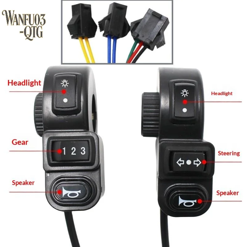 Hot Sale 1/3Pcs Motorcycle Accessories 3in1 E-bike Light ON-OFF Switch Horn Turn Signal Switches For Motorcycle Handlebar Switch
