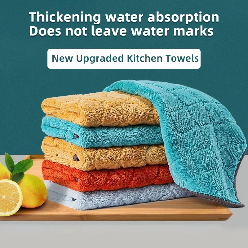 

Obelix 3/5Pcs Anti-Grease Wiping Rags Double Sided Super Absorbent Microfiber Cleaning Cloth Kitchen Washing Dish Clean Towels