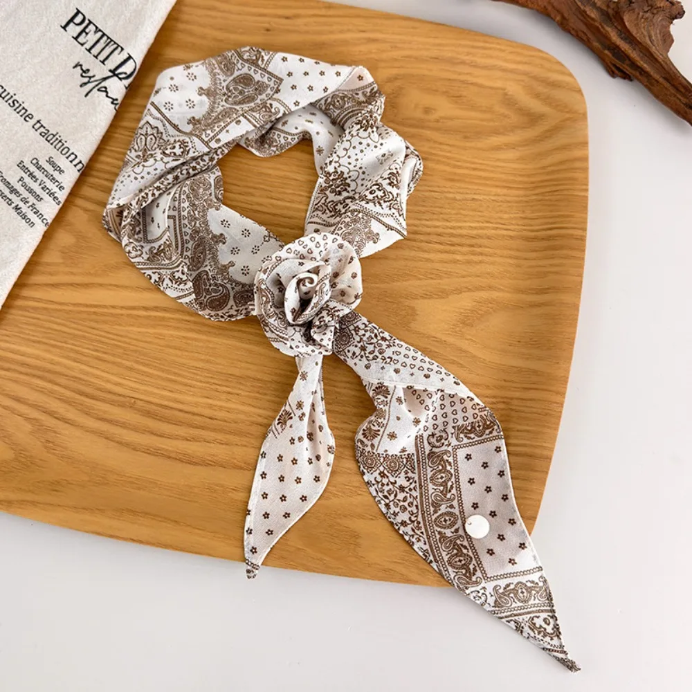 

New Flower Pattern Polka Dot Scarf Elegant Dot Design Waist Chain Lightweight Neck Scarf Women Accessories