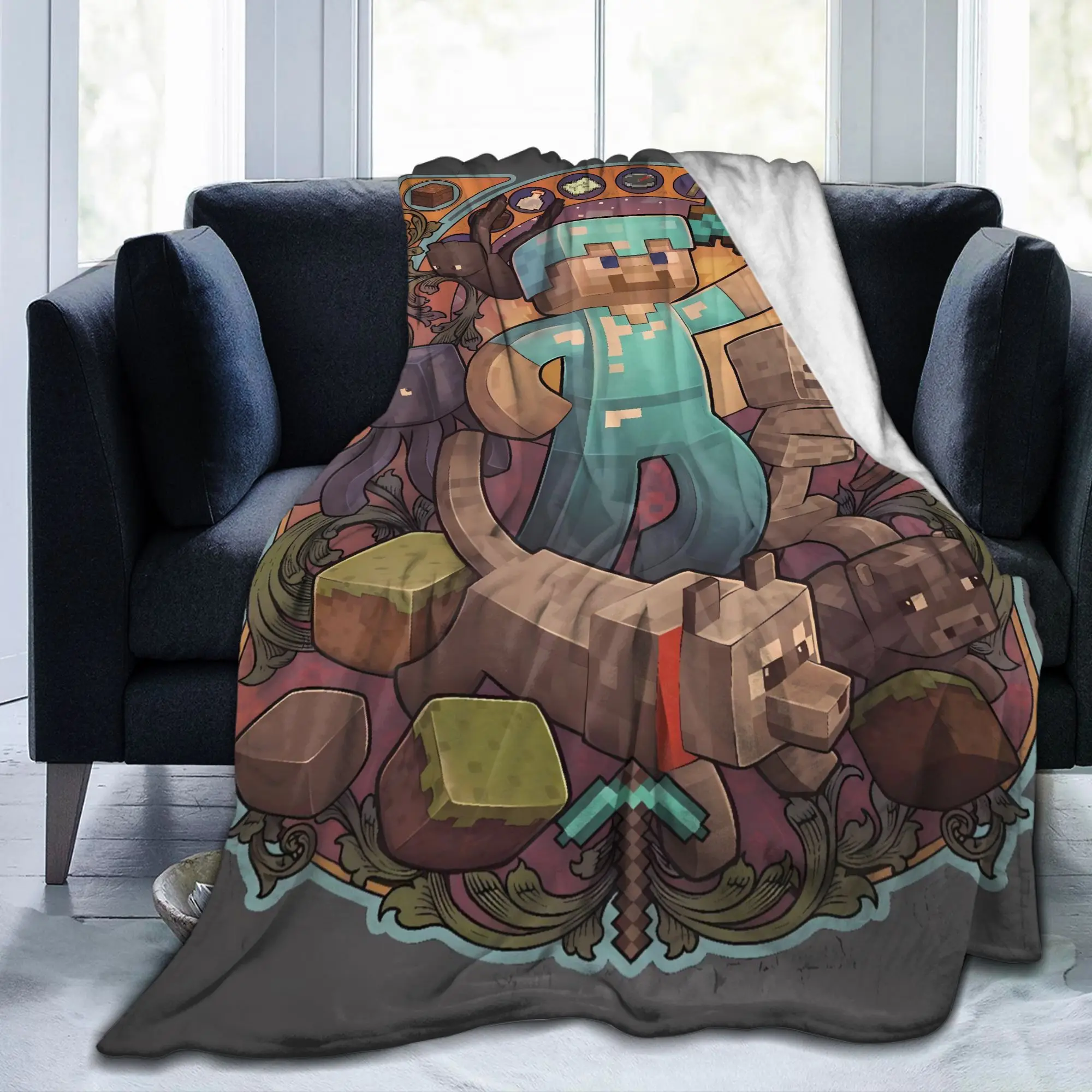 Warm Soft Blanket Travel Game M-Minecrafts Bedding Throws  Flannel Bedspread For Couch Chair Novelty Sofa Bed Cover