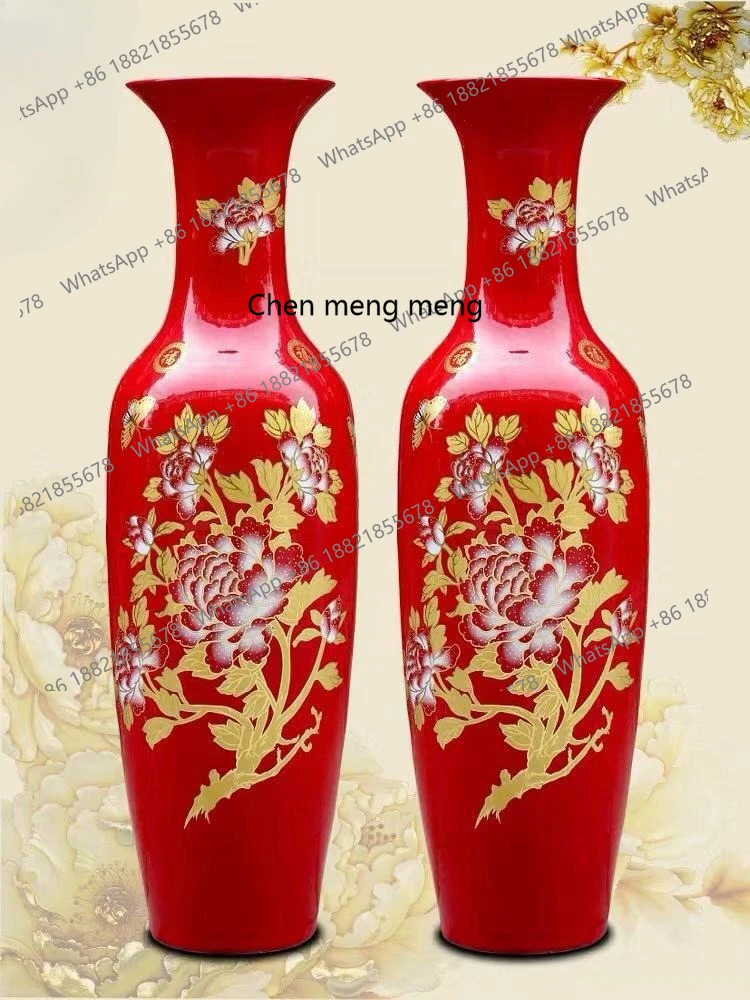 

Peony Gift Porcelain Lotus Seed Vase Ornament, Ceramic Red Vase