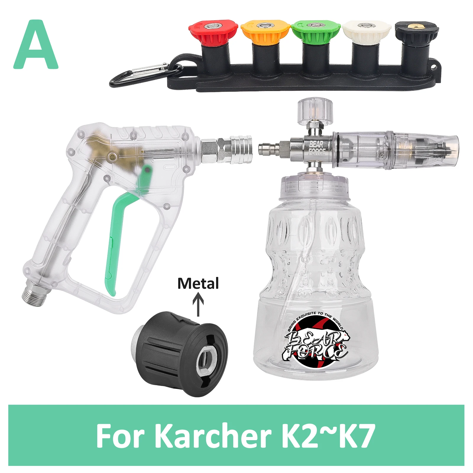 BEAR FORCE Hogedrukreiniger Waterpistool voor Car Cleaning Slang Connector Voor Karcher Nilfisk Parkside Bosch Quick Connector Nozzles