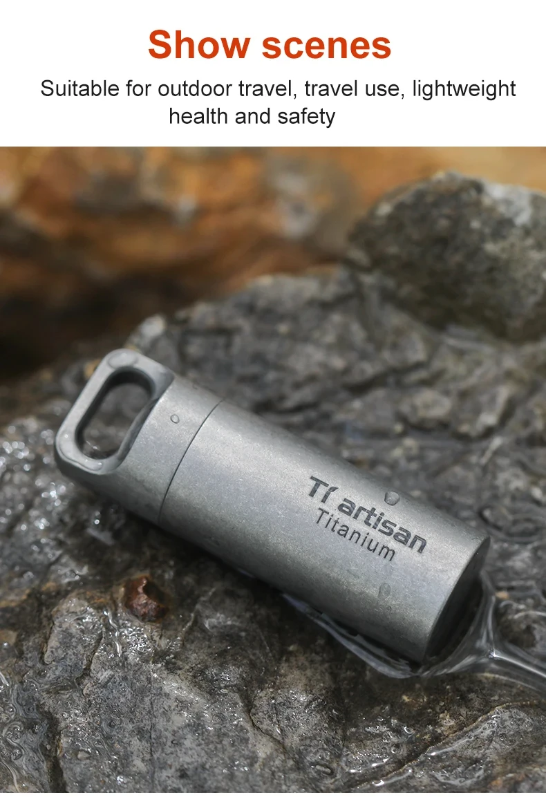 Tiartisan Titan Mini EDC-Werkzeuge Tragbare Versiegelte Medizinflasche für Zuhause und Outdoor Wasserdichte Titan-Pillendose – Detail 8