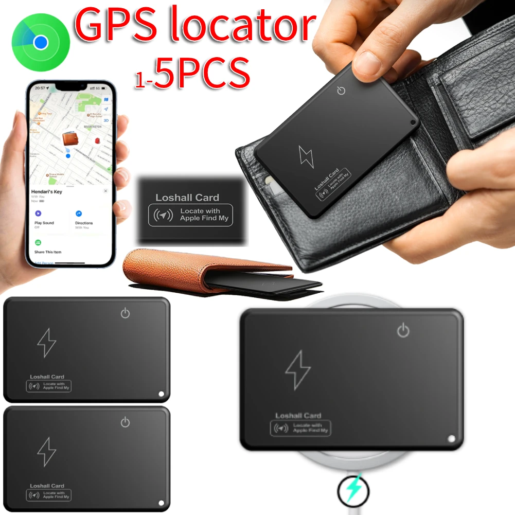 Wireless Charging Wallet Tracker Card Work For Apple Find My App Smart Card Tracker Item Tracker for Luggage Tag Purse Passport