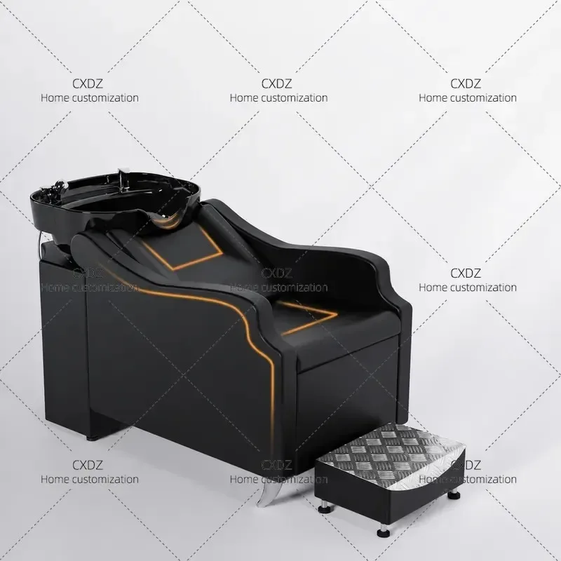 New Half Lying Shampoo Bed for Barber Shop Hair Salon Special Flush Bed with Pedal Simple Style Factory Direct Sales
