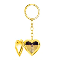 Customize Picture Name Women Keychains 18K Gold Photo Heart Locket Pendant Keychains Family Image Personalized Anniversary Gift