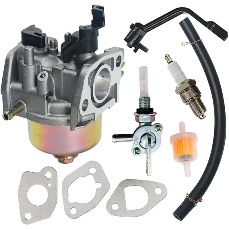 Carburetor  3500 4000 Watts Gas Generator Engine Carb Fuel Tank Shut off Valve Spark Plug kit Fits 46558 46561 46594 46596 46533