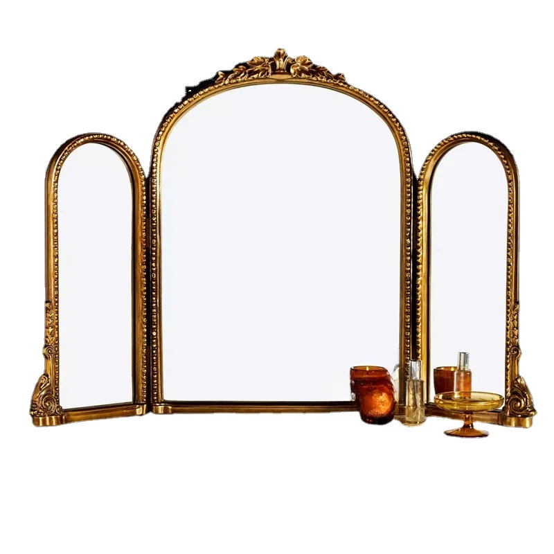 Metal Makeup Mirror Gold Frame Macrame Vintage Mirror Irregular Luxury Dressing Self Cut Dekoracyjne Lustra Home Decoration