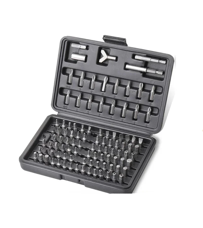 PROSTORMER 100pcs Screwdriver Bit Set Security Chrome Vanadium CR-V Steel Hex Key Phillips Slotted Tri-Wing Repair Hand Tool Kit