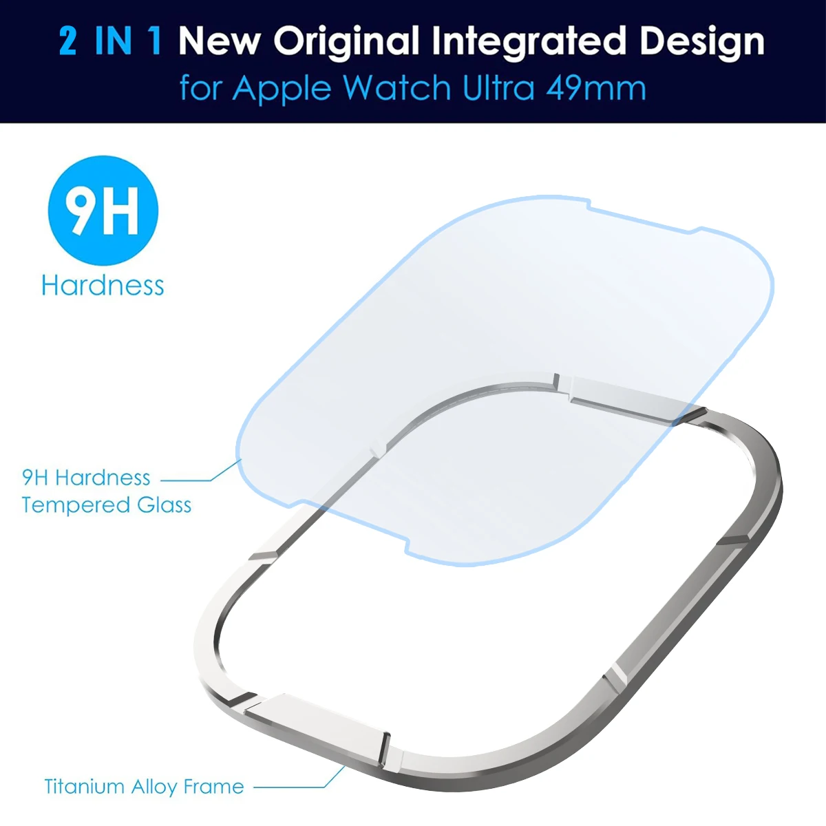 Screen Protector Tempered Glass for Apple Watch Ultra 2 49mm Glass+Metal Bumper Anti-Scratch iWatch Series Ultra 49MM Accessorie