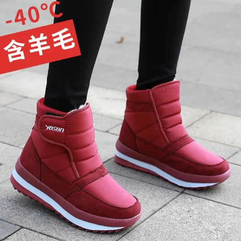 النساء عدم الانزلاق الشتاء الثلوج الأحذية في الهواء الطلق أحذية منصة للنساء الدافئة حذاء من الجلد القطن مبطن أحذية بوتاس دي Mujer حجم كبير #5