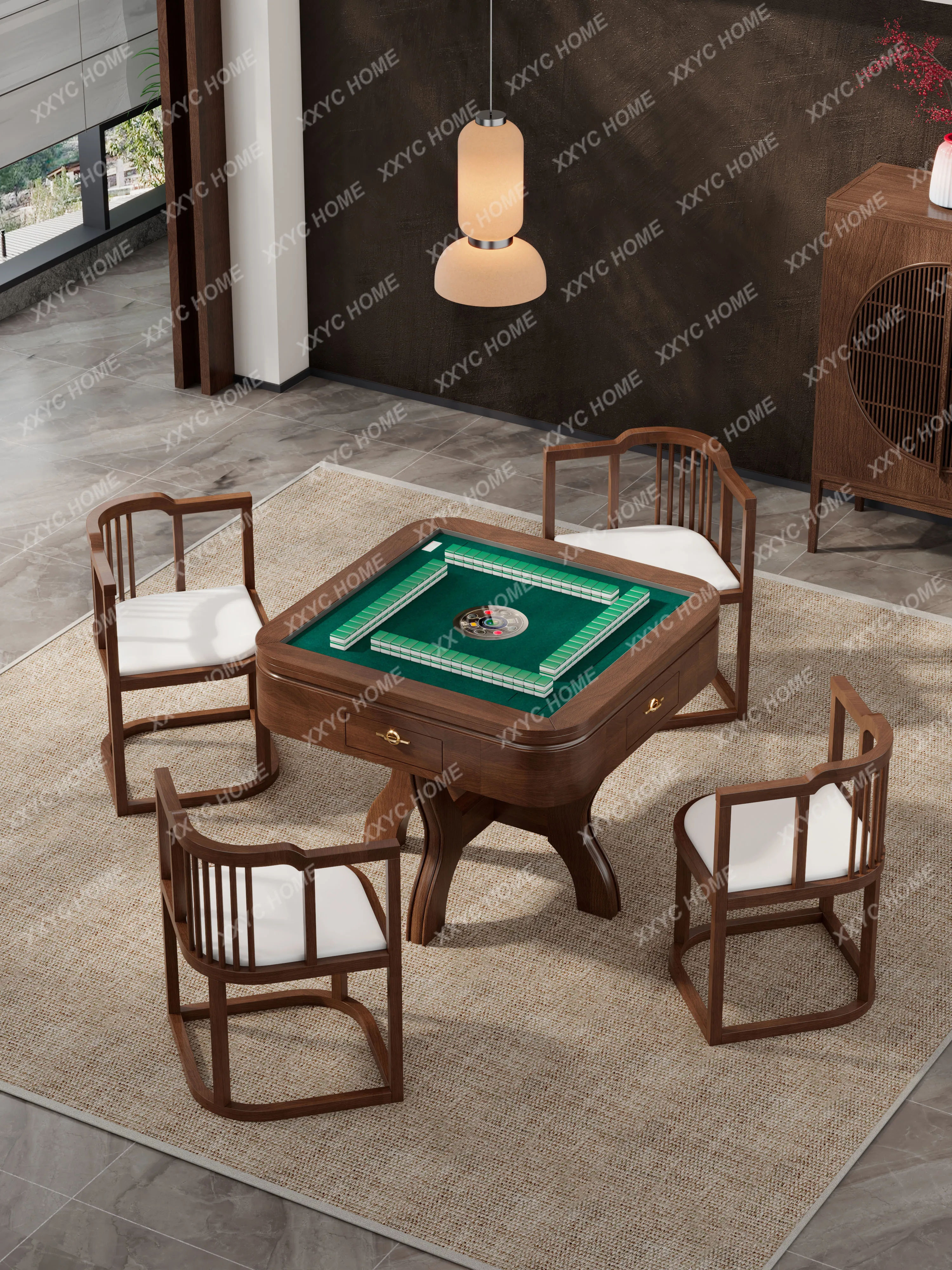 New Chinese Style Solid Wood Mahjong Table Dining Table Dual-Use Household Multi-Function Electric Mahjong Table Tea Table