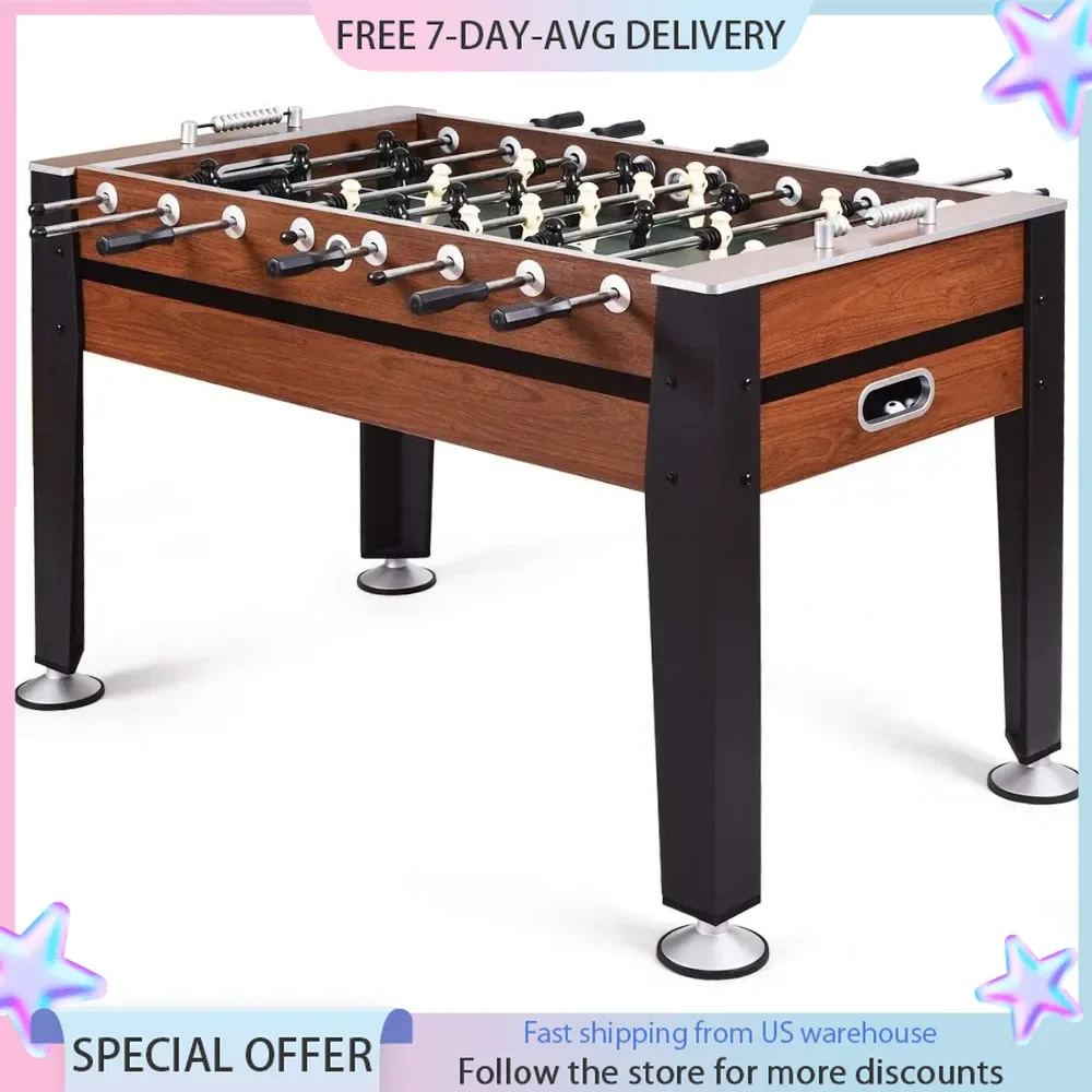 Foosball Table, 54” Full Sized Soccer Game Table with 2 Footballs, Game Tables for Game Room Adults Kids Family Night