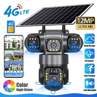 V380 12MP 6K Solar 4G IP Camera Outdoor Triple Lenses Triple Screens Security Video Monitor Night Vision Waterproof CCTV Cameras