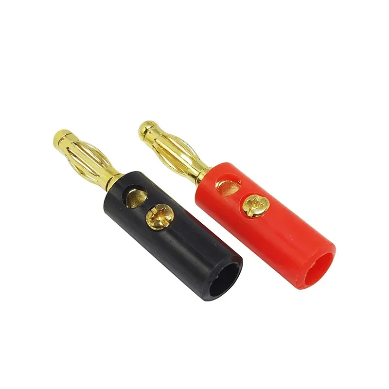 40/200Pcs 4mm Speaker Banana Connector Horn Gold Plated Plug Compatible with Up To 3mm Diameter of Speaker Cable