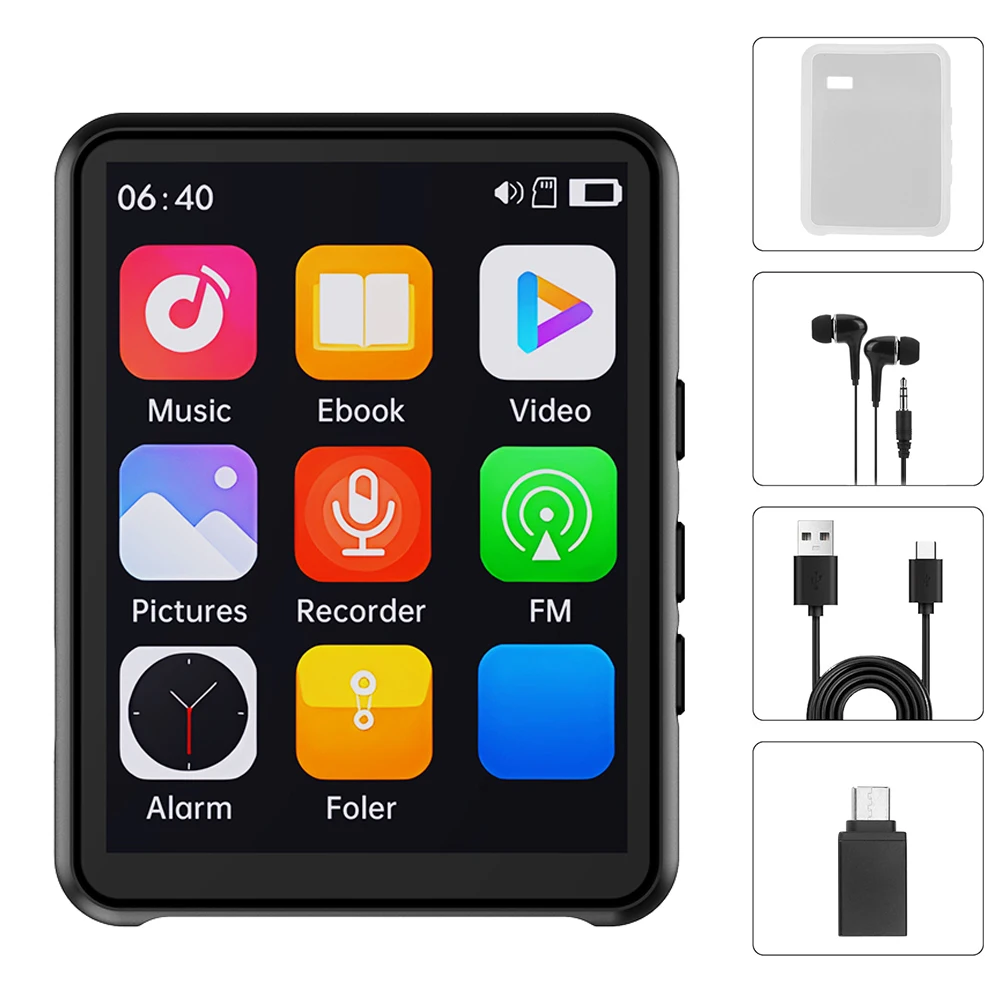 

Mp3-плеер Hi-Fi с сенсорным экраном 2,4 дюйма и поддержкой Bluetooth, 5.3, портативный музыкальный плеер с динамиком/FM-радио/записи