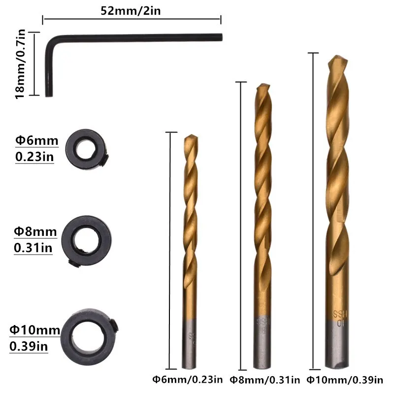 15PCS Pocket Hole Jig Kit, 15 Degree Woodworking Inclined with 6/8/10mm Drive Adapter for Angle Drilling