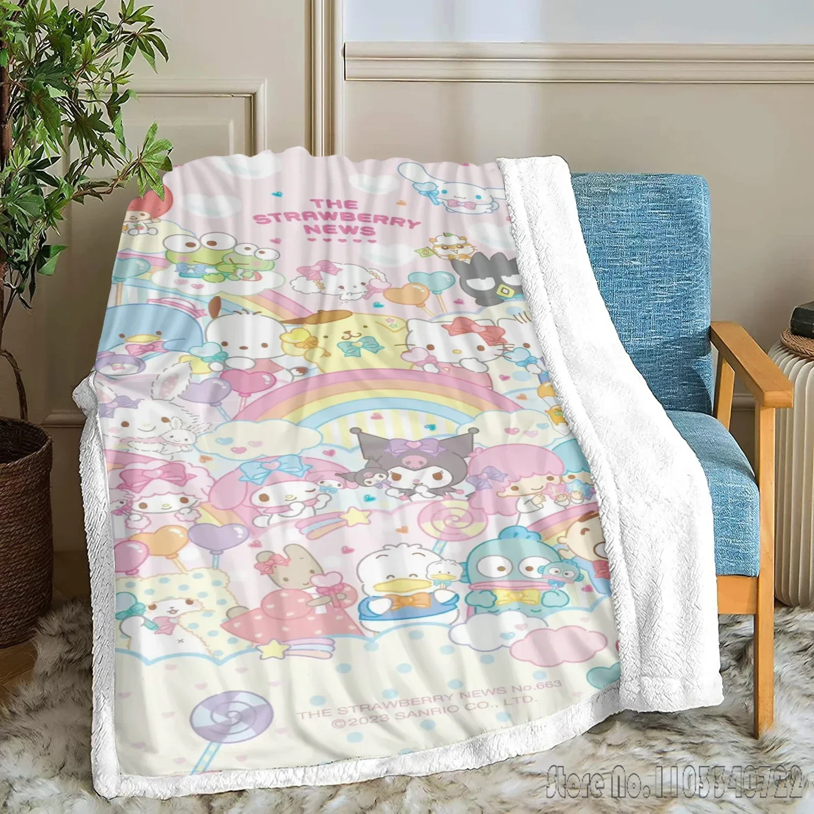 

Sanrio Flannel 3D Printed Home Cute Kids Blanket Throw for Bed Sofa Decor Fleece Nap Blankets Boys Girls Children Gift