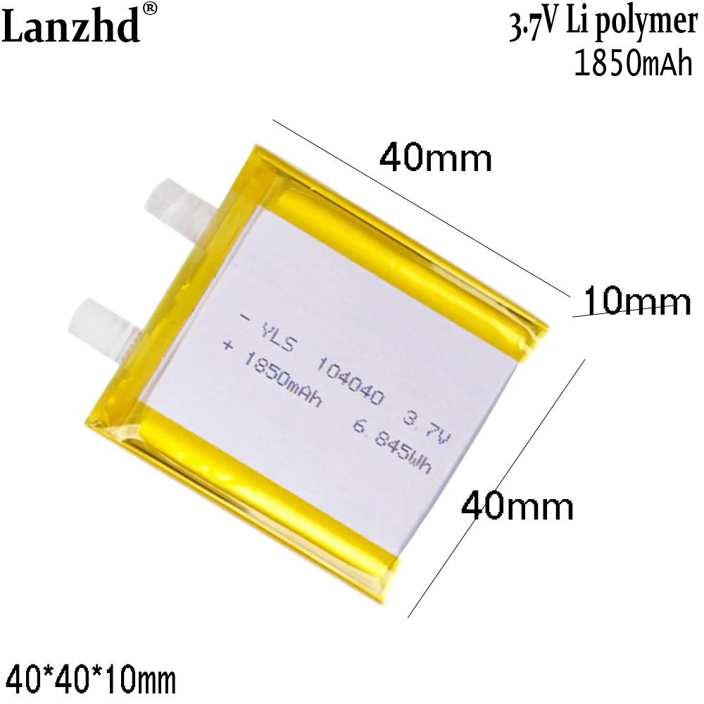 

3.7V polymer battery For shaving machine beauty container device recorder makeup mirror children's camera 104040 1800mAh