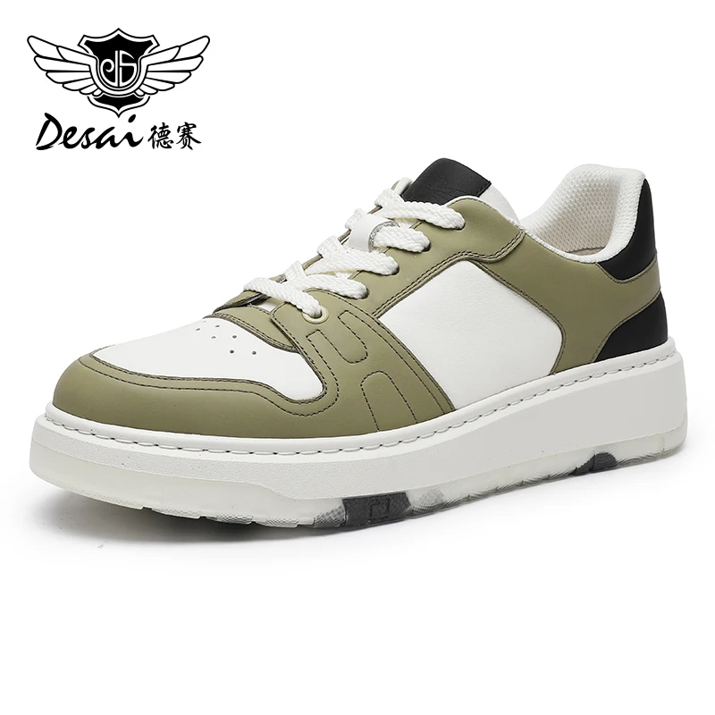 

DESAI Full Grain Leather Men Shoes Soft Thick Bottom Casual Sneaker For Men Business Work Breathable 2024 New Arrival