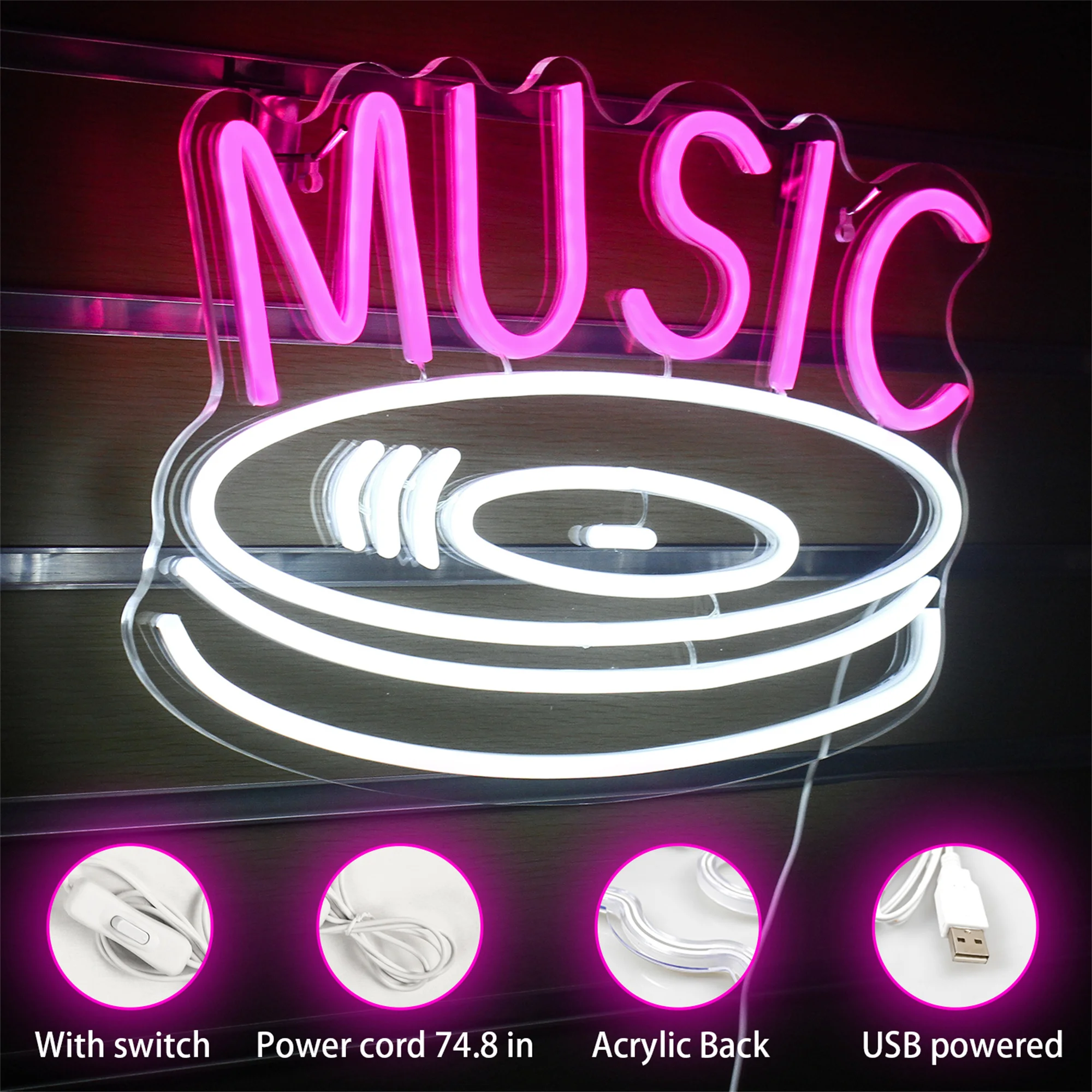 Wanxing-luz de neón con grabación de música, murales personalizados con logotipo LED para estudio, dormitorio, hogar, discoteca, Bar, tienda, fiesta, habitación, decoración de la casa