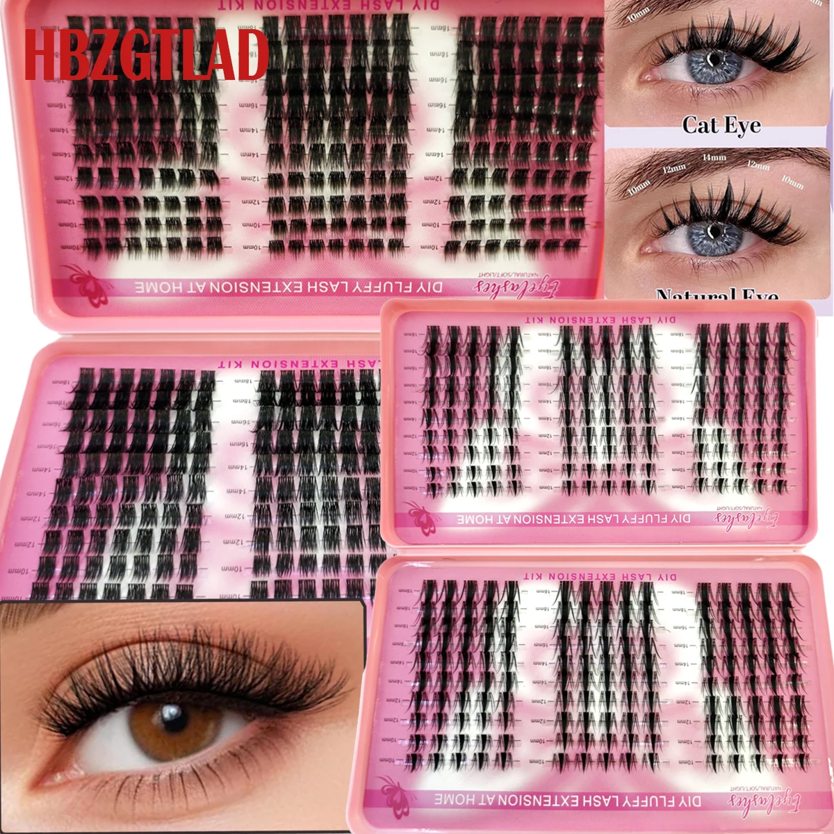 Ciglia a Ciuffi con 60 File e Punte Sottili, Estensioni Ciglia Manga Vaporose, Ciuffi Soffici Stile Fata in Visone, Ciglia Individuali