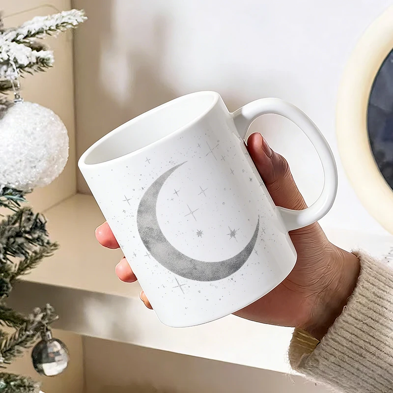 Independence Day Mug Coffee Cup Ceramic Cup Starry Night Crescent Moon and Constellation Wall Mural