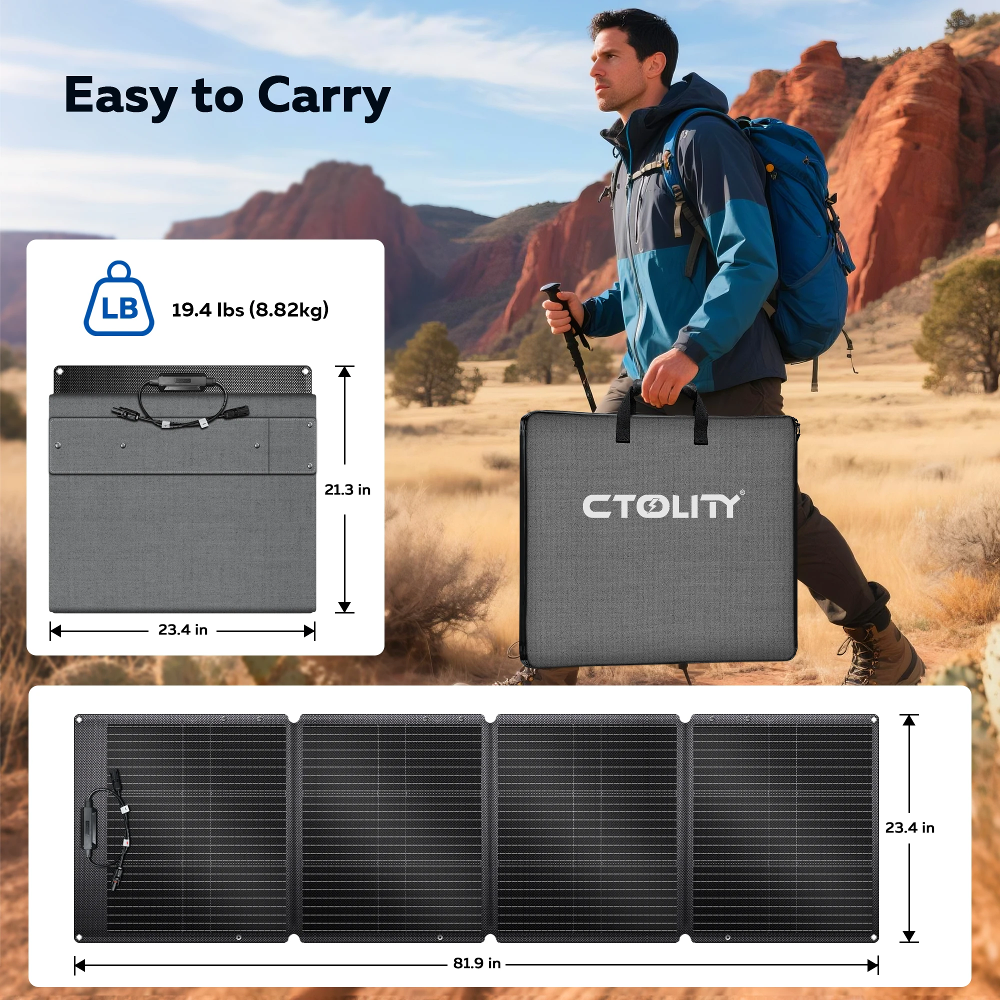 CTOLITY ETFE 200 Вт складные солнечные панели SPC200 20 5 В портативная солнечная зарядная панель полный комплект уличная электростанция Фото №5
