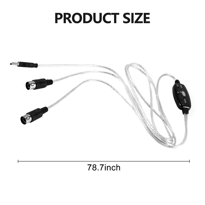 Qy-USB IN-OUT câble MIDI convertisseur PC vers câble adaptateur de clavier de musique