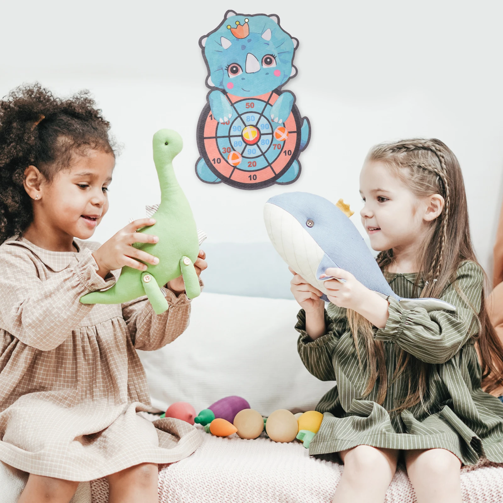 1 مجموعة لزجة الكرة لوحة رمي السهام الكرتون ديناصور الهدف الاطفال لعبة الوالدين والطفل الرياضة لعبة صغيرة المحمولة التنسيق بين اليد والعين