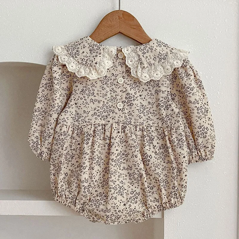 Baby Girls Rompers Newborn Kids Baby Girls Long Sleeve Sweet Flower Printing Princess Rompers Infant Baby Girls Rompers Clothes