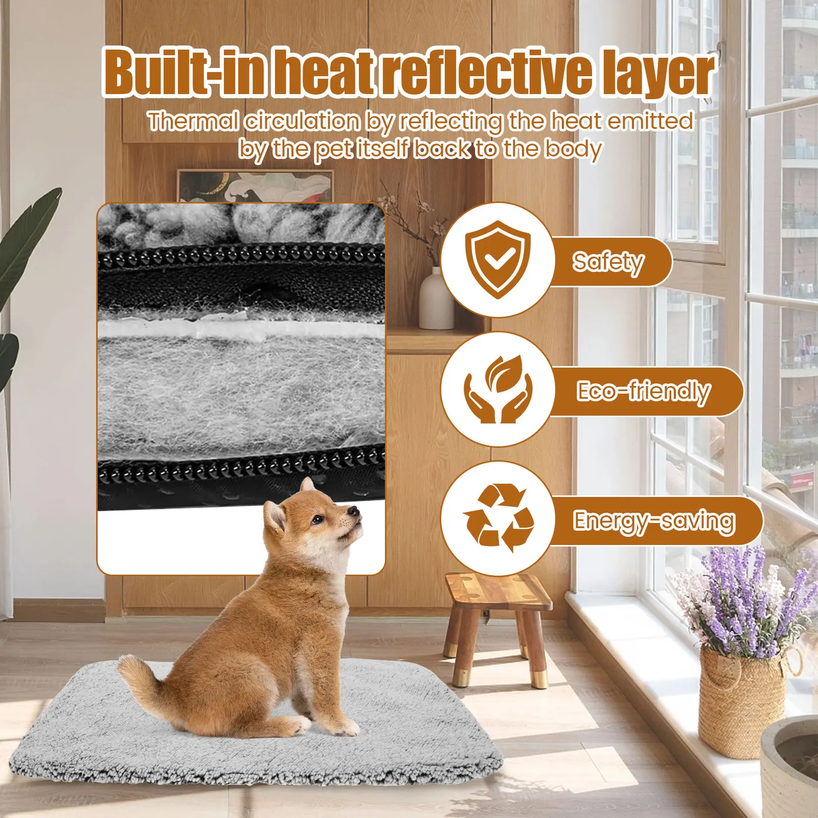 Self Warming Cat Bed Self Heating Cat Dog Mat Extra Warm Thermal Crate Pet Pad For Constant Temperature Detachable Washable Mat