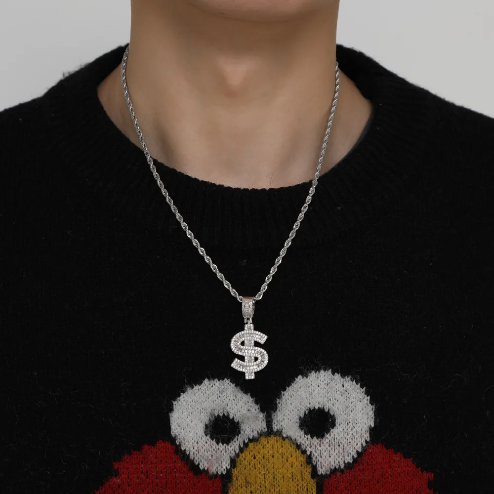 

Unisex Hip-Hop Necklace, Rap Accessory Bestseller, Small $ Dollar Coin Pendant