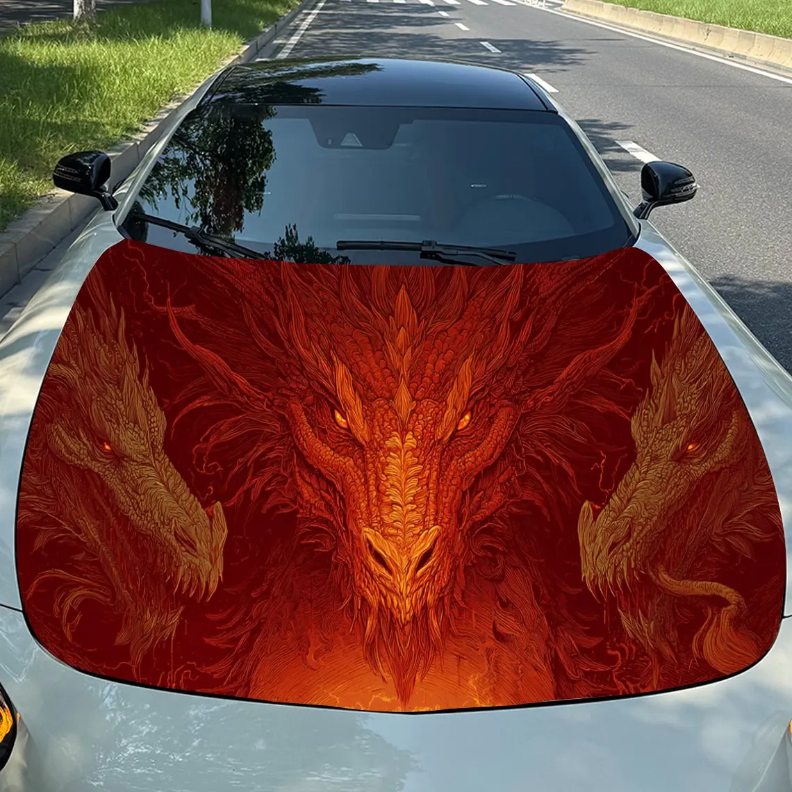

Наклейки на капот автомобиля Majestic Red Fiery Dragon — самоклеящаяся, водонепроницаемая и прочная виниловая пленка, украшение и защита вашего автомобиля —
