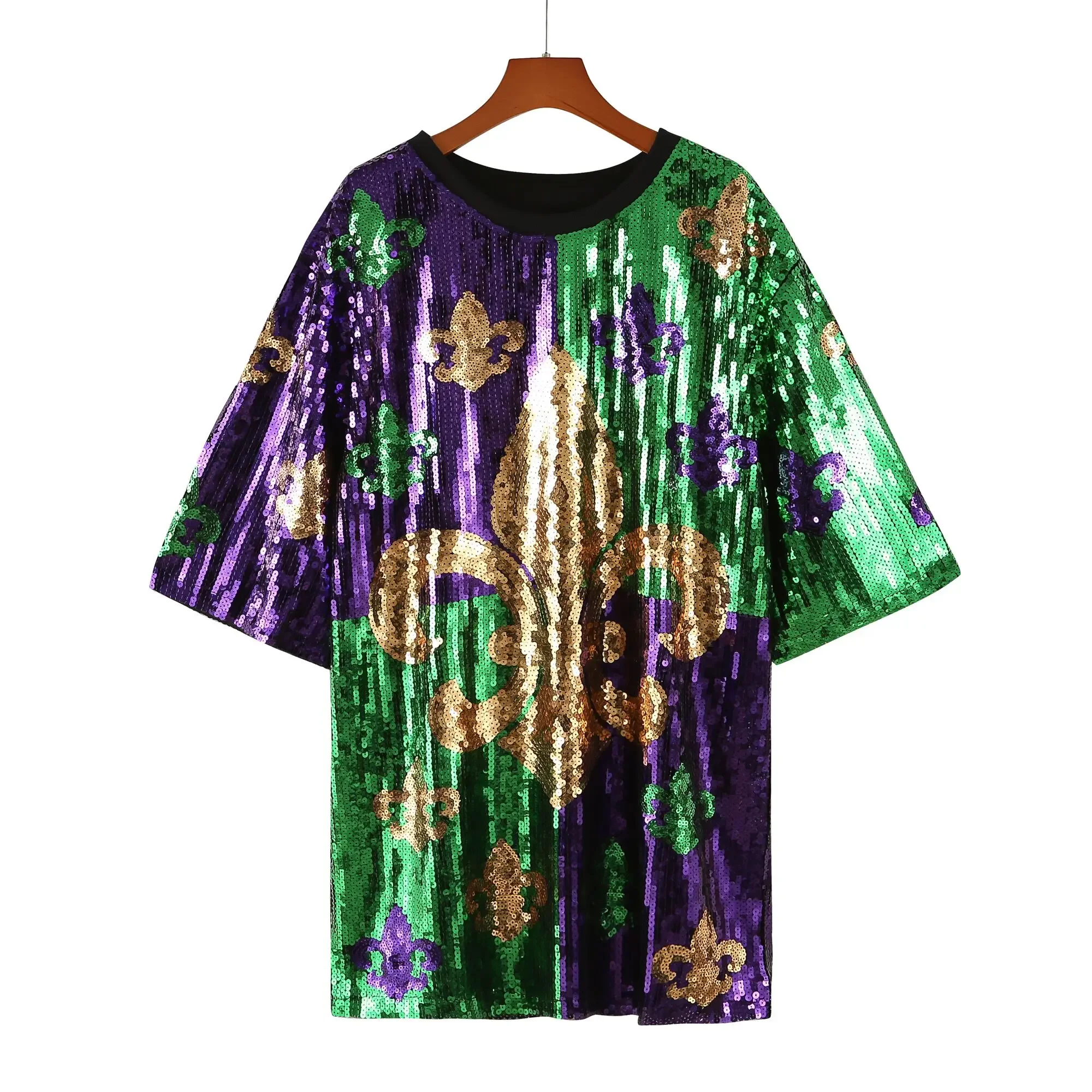 

2023 New Cowboy Baseball Football Game Female Tops Sequin Women Jersey Dress