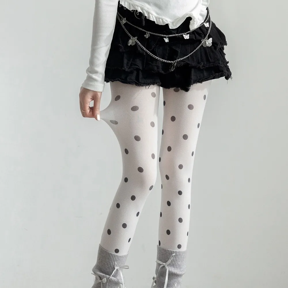 Personalized Colorful Polka Dot Stockings Seamless Elastic Large Dot Pantyhose Thin Slimming Y2K Retro Silk Stockings Party