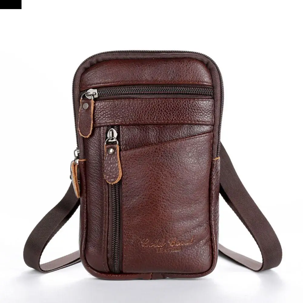 

Bum Bag Genuine Leather Crossbody Phone Bag Large Capacity Waterproof Phone Chest Bag Universal Charming Messenger Bag Men's