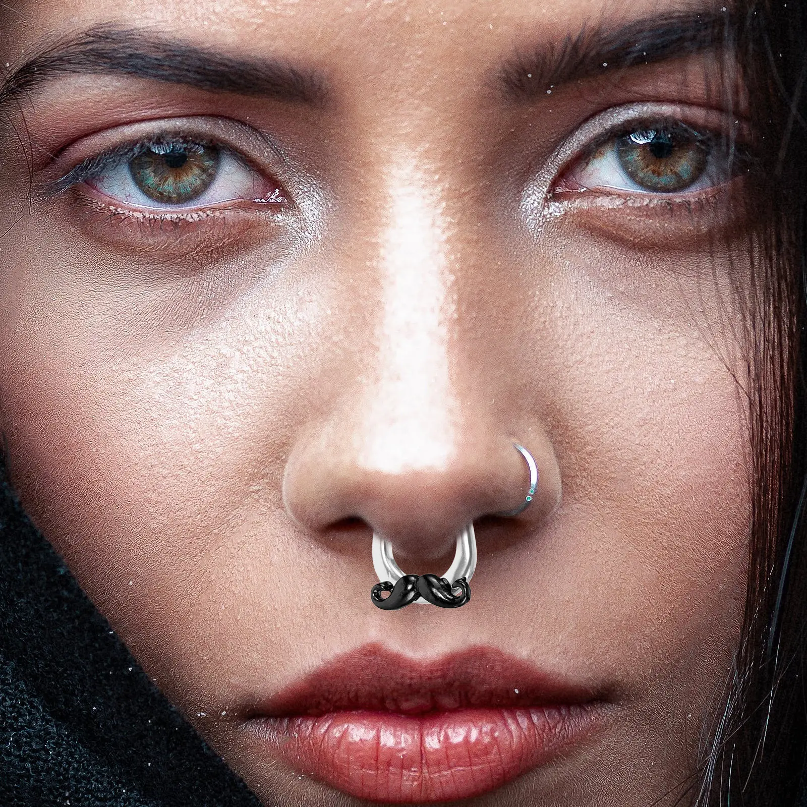 1Pair Mustache Nose Ring Stainless Steel Septum Hoop for Women Hypoallergenic Comfortable Body Jewelry Nose Ring Cuff