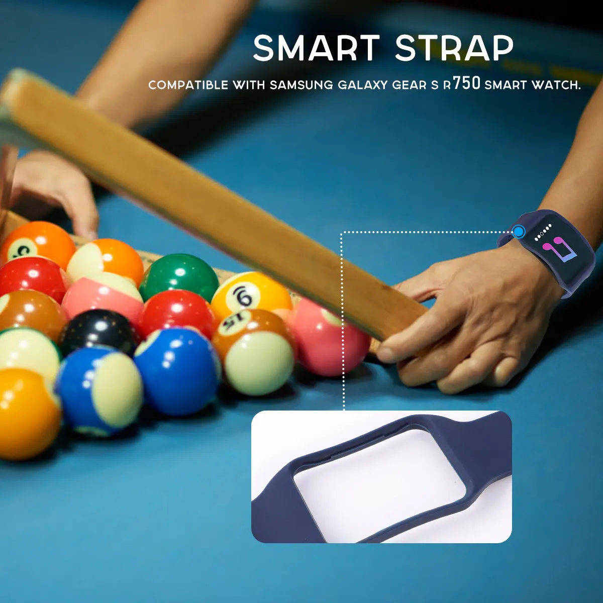 Navy Tpe Smart Bracelet Watchband Compatible with Galaxy Gear S R750 Environmental Material Moderate Softness Sturdy Compression