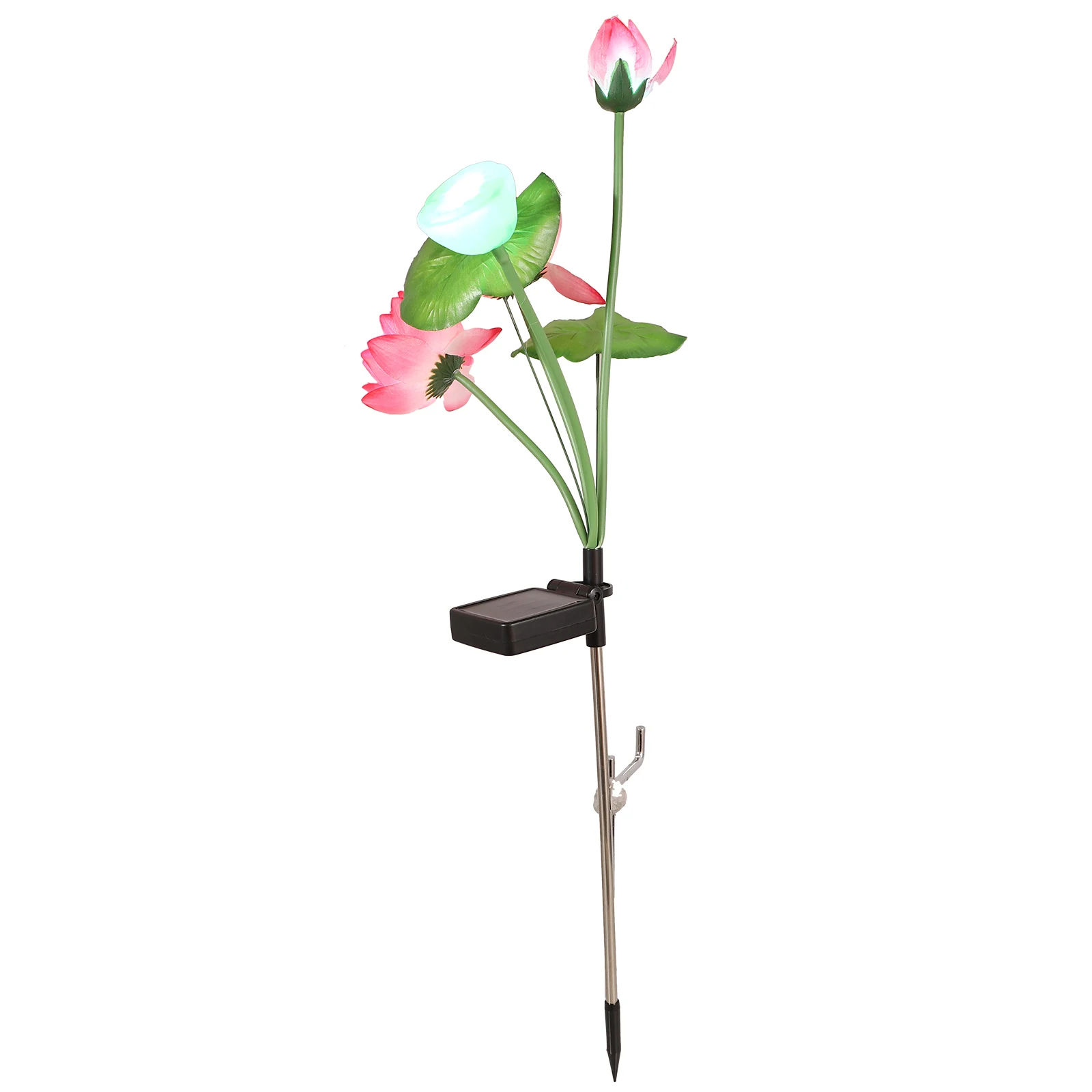 

Solar Lotus Floor Lamp Pink Decorative Yard Light Easy Installation Solar Panel Outdoor Garden Lamps Long Lifespan Premium